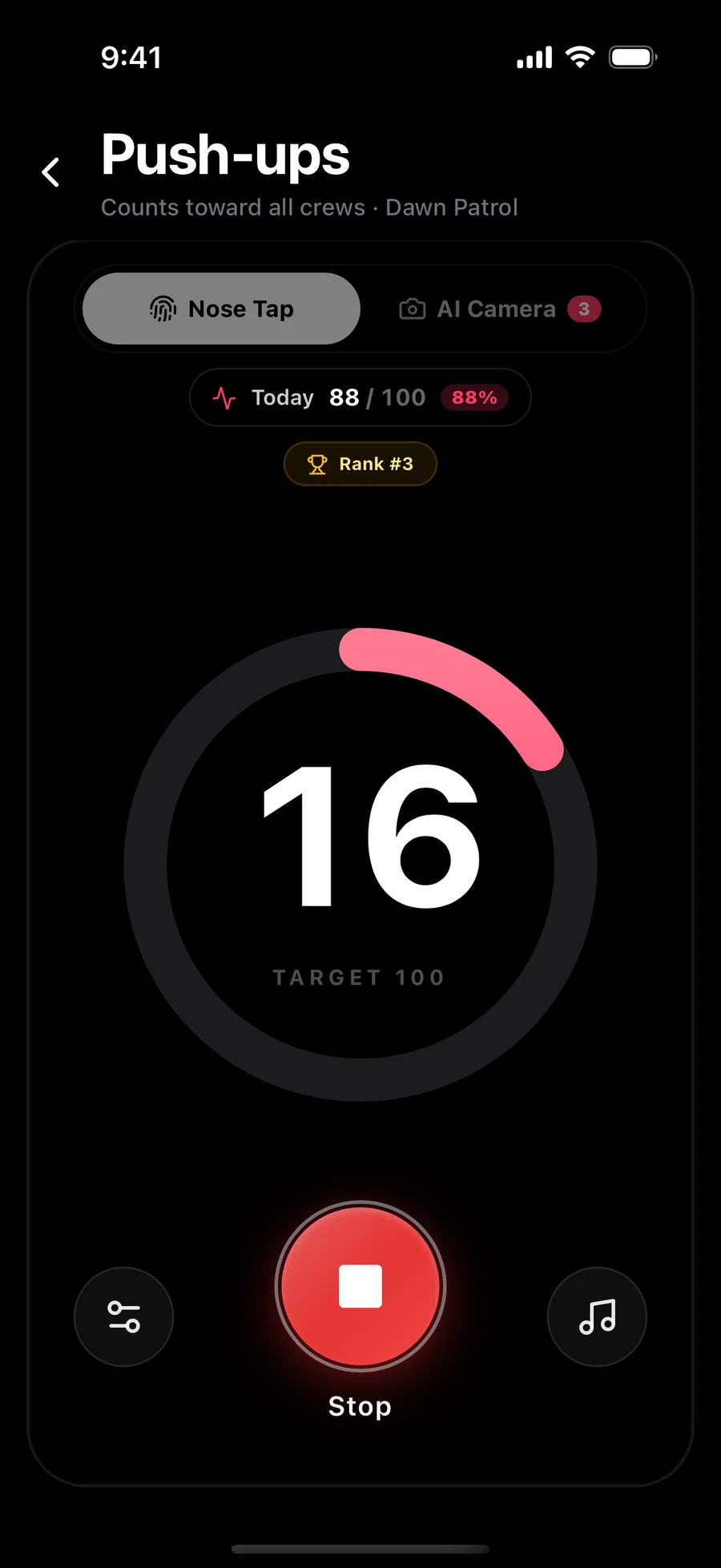 Crewvo push-up counter in the app